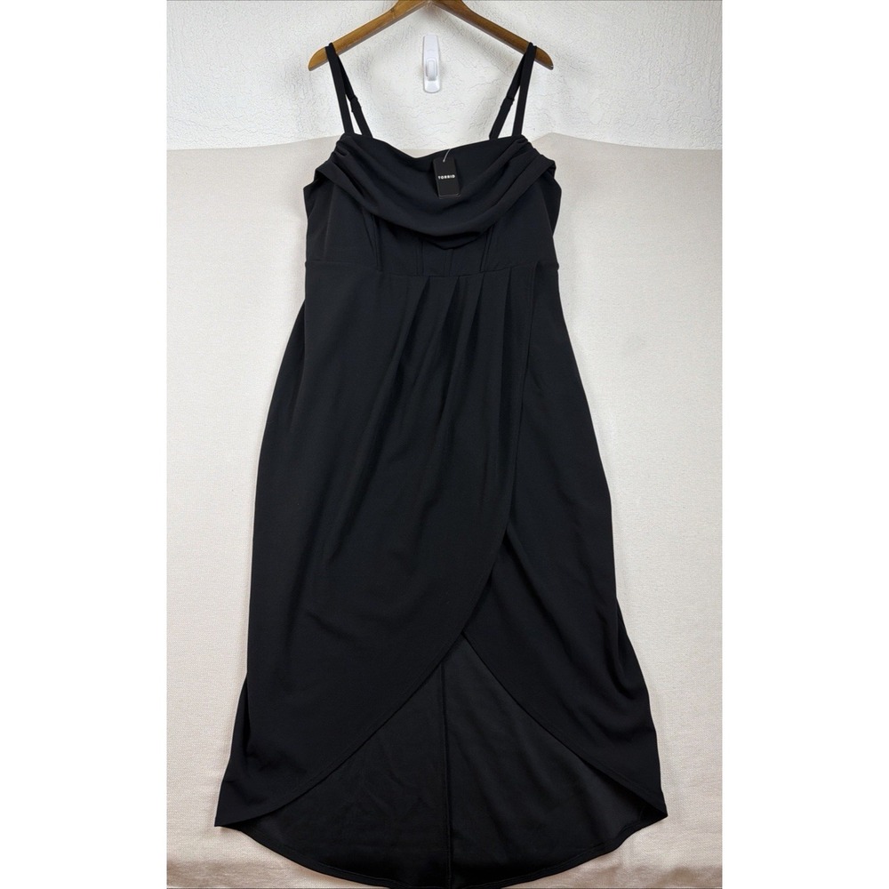 Torrid Tulip Hem Bustier Midi Dress Size 18 Black NWT Wedding Guest Cocktail New